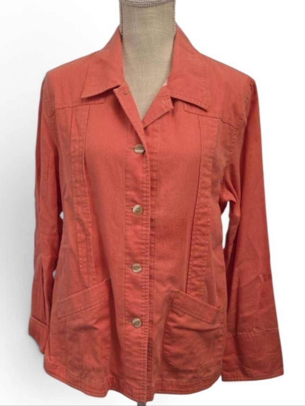 Sigrid Olsen SOblue Coral Button-Front Jean Jacket